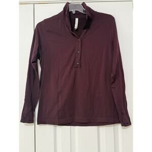 Athleta Maroon 3/4 Neck Pullover Sweatshirt